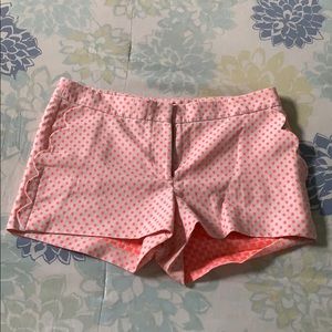 J Crew pink and white polka dot shorts
